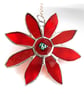 Dichroic Daisy Red Suncatcher Handmade Stained Glass 012 - Image 4
