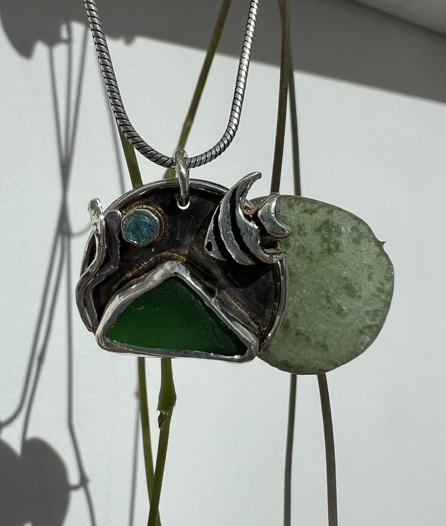 Reef sea glass pendant