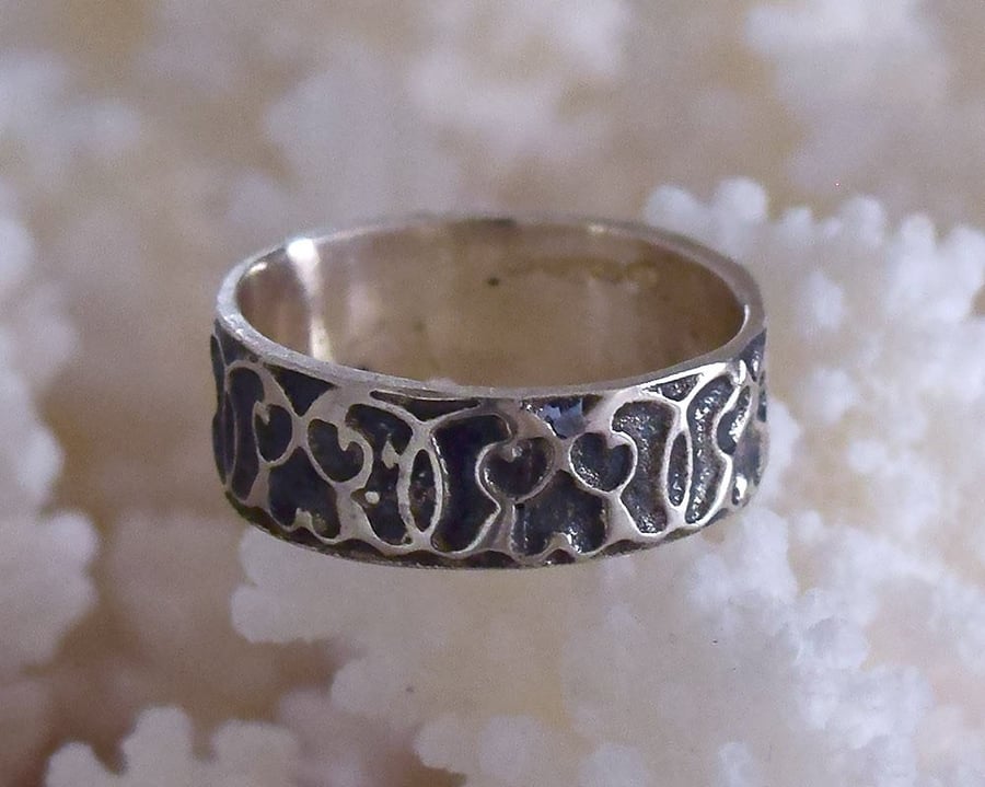 Sterling Silver Ring with Deep Etched Celtic Band by Handmade MidasTouch Jewels 