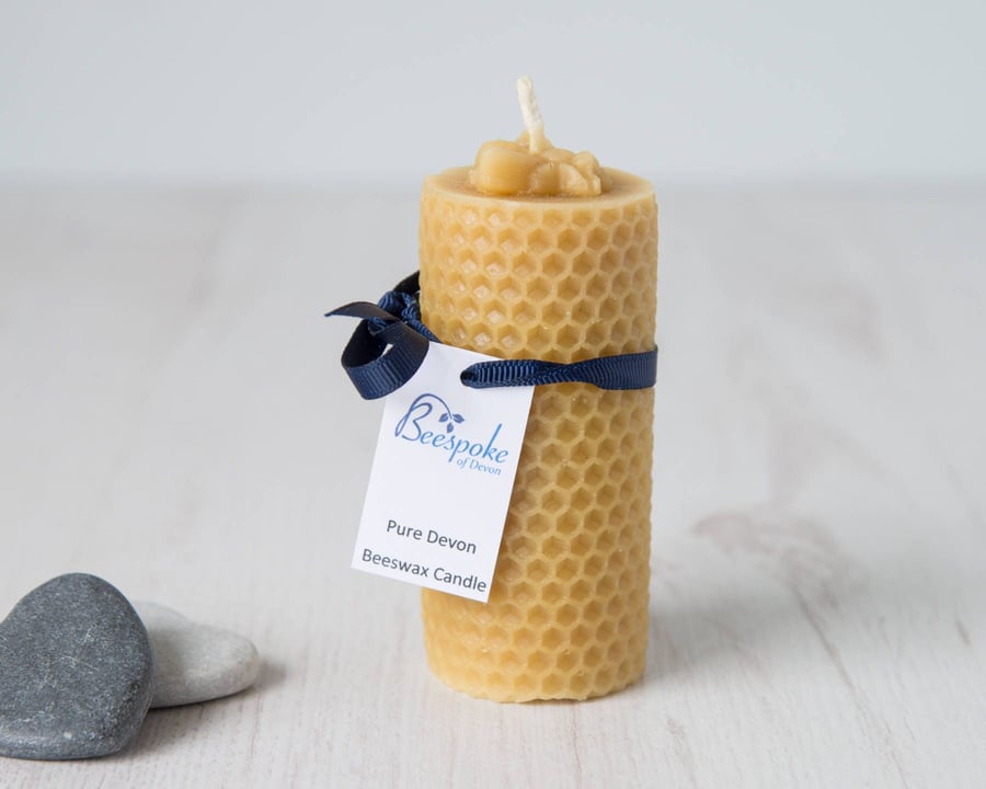 Bee on Honeycomb Pure Beeswax Candle