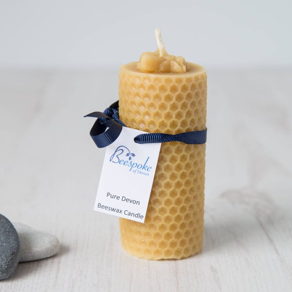 Bee on Honeycomb Pure Beeswax Candle