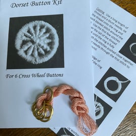 Kit to Make 6 x Dorset Cross Wheel Buttons, Faded Rose, 15mm