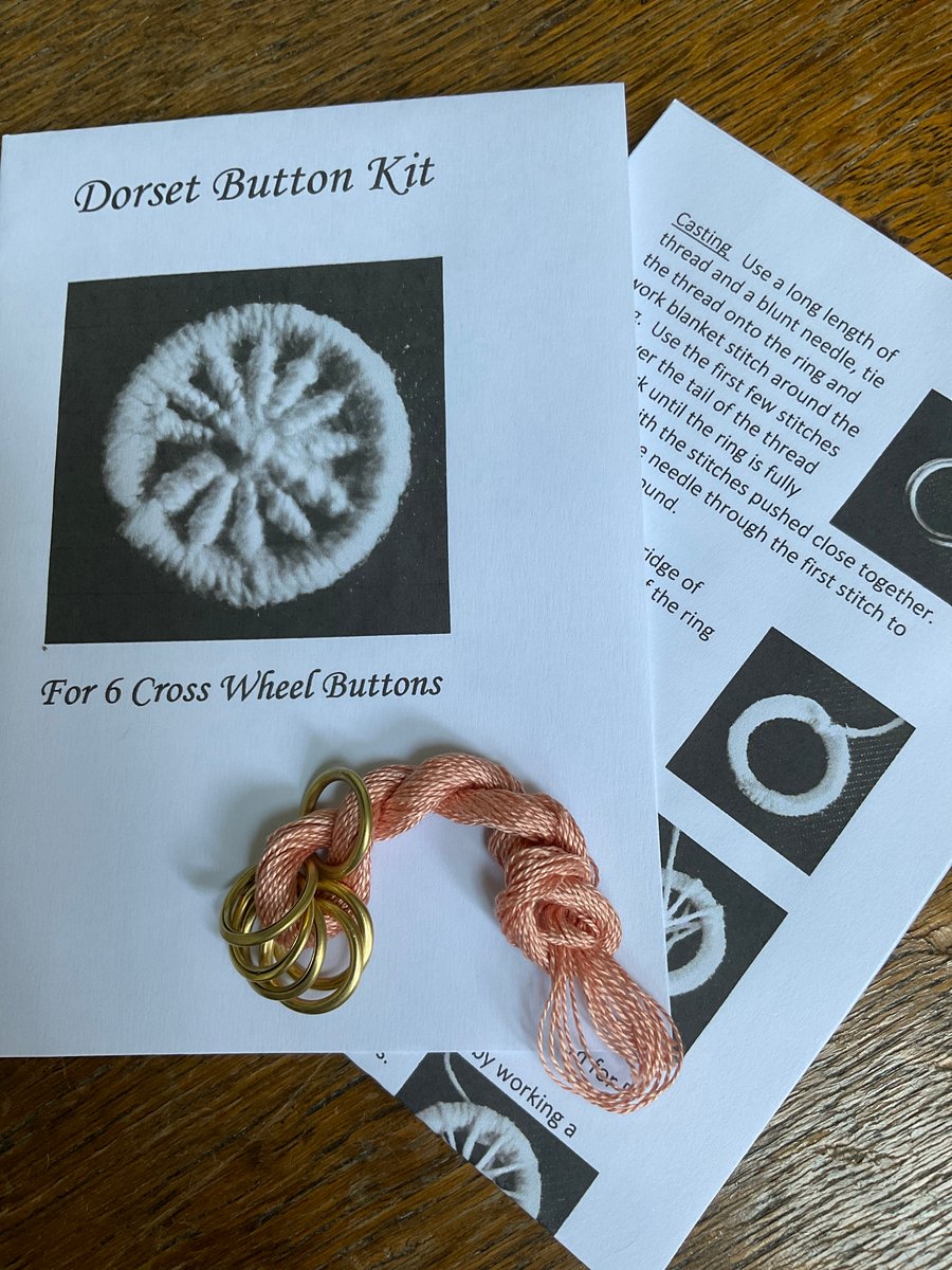 Kit to Make 6 x Dorset Cross Wheel Buttons, Faded Rose, 15mm