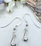 Tear-drop Shaped Hoop Earrings with Hammered Bead in Sterling Silver - Image 6