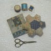 Hand embroidered needle case and pin cushion set