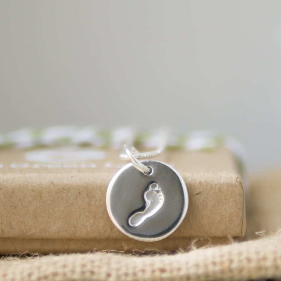 Personalised Silver Footprint Necklace