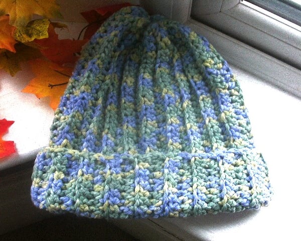 Handmade crochet ribbed beanie hat 