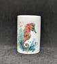 Decoupage, ceramic tooth brush holder-Tumbler with images of a Seahorse