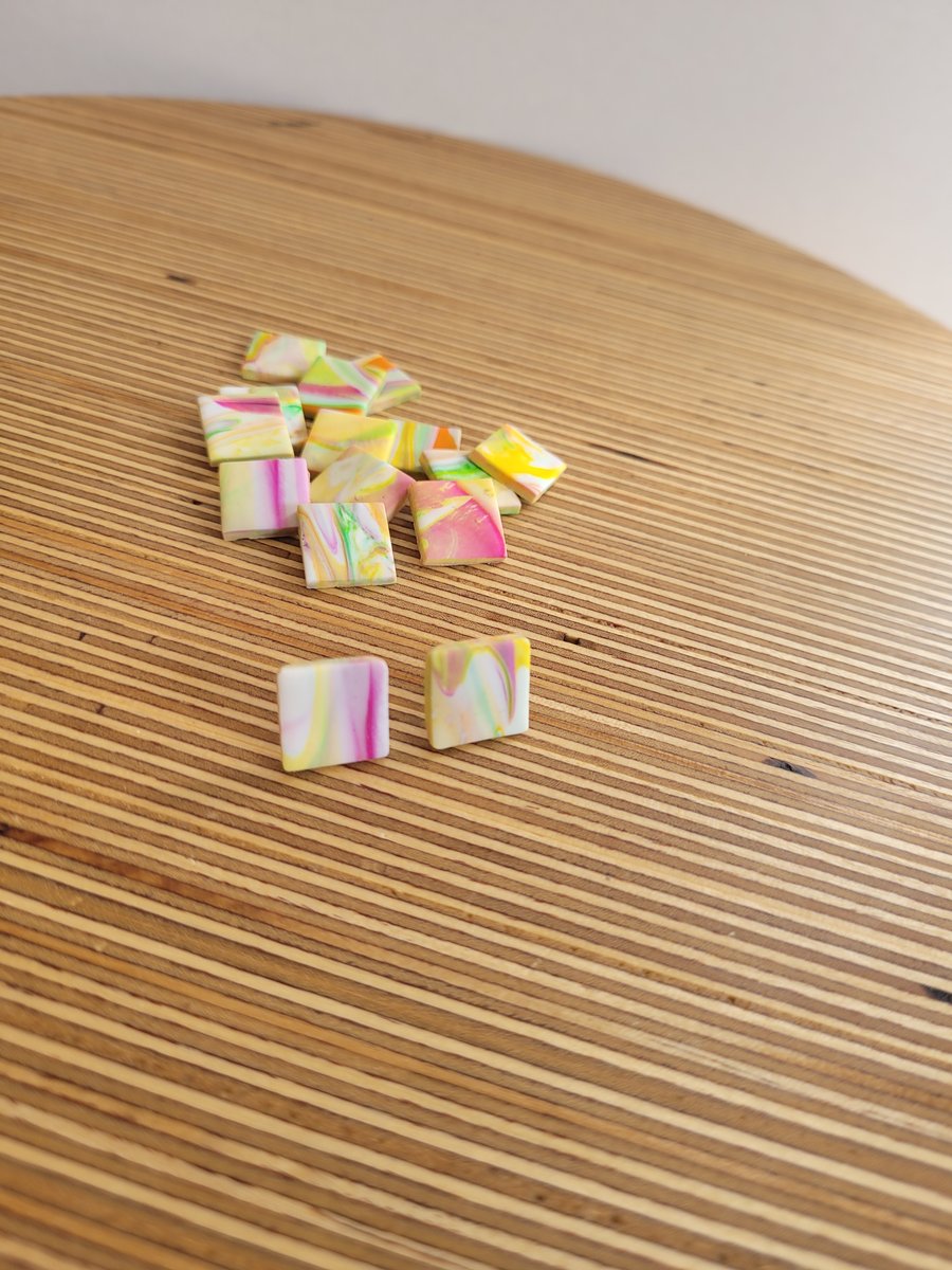 Tutti Frutti - Polymer Clay Square Stud Earrings
