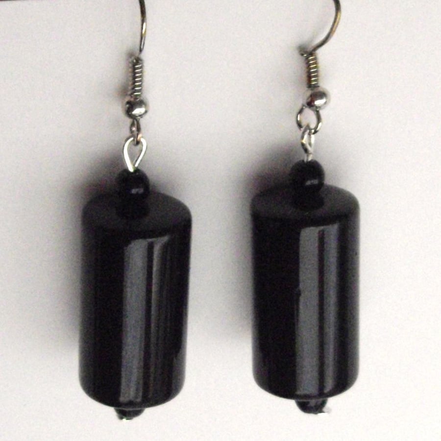Job Lot of 8  x Pairs of Black Drop Hand Made Earrings - UK Free Post