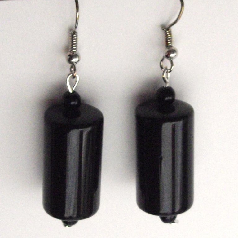 Job Lot of 8  x Pairs of Black Drop Hand Made Earrings - UK Free Post