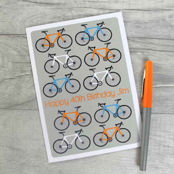 Personalised Bicycle Birthday Card 18th, 21st, 30th, 40th, 50th, 60th 