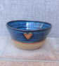 Soup cereal noodle rice serving bowl dish hand thrown stoneware pottery heart - Image 1