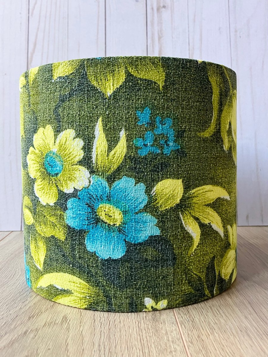 20cm drum lampshade hand-made with authentic vintage floral fabric