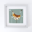 Song Thrush With Flowers illustration, original Giclee print