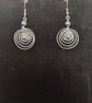 Handmade spiral silver tone drop earring