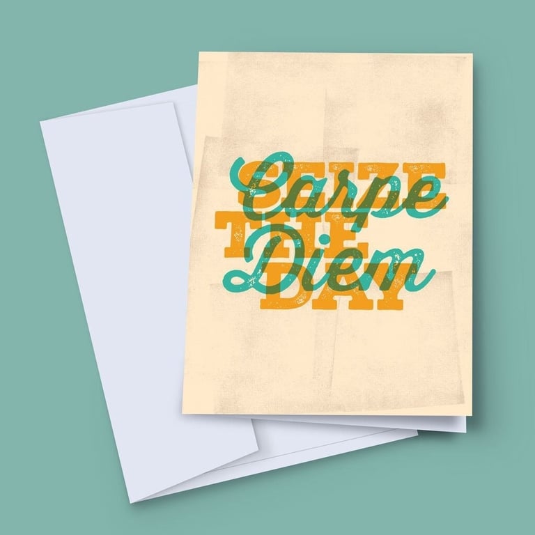 Motivational Quote Card, Seize the Day Inspirational Greeting Card, Positive 