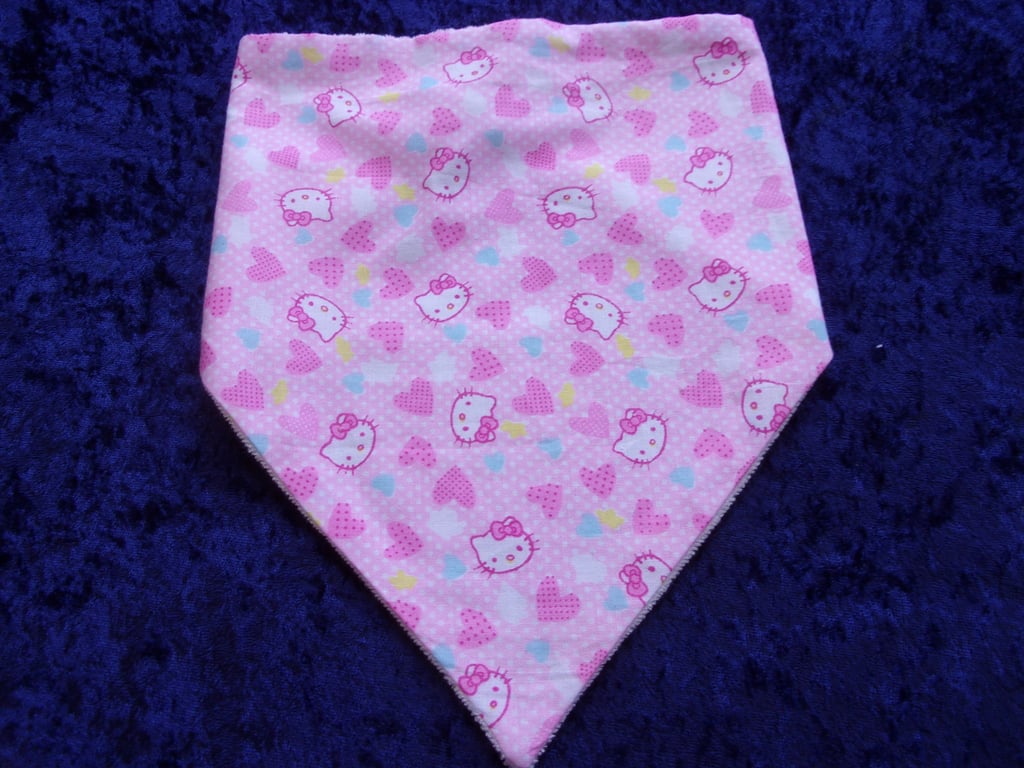 Dribble Bib Cats and Hearts on a pink background