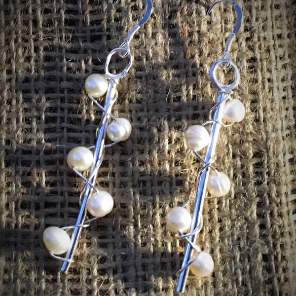 Solid Silver & Fresh Water Pearl Earrings