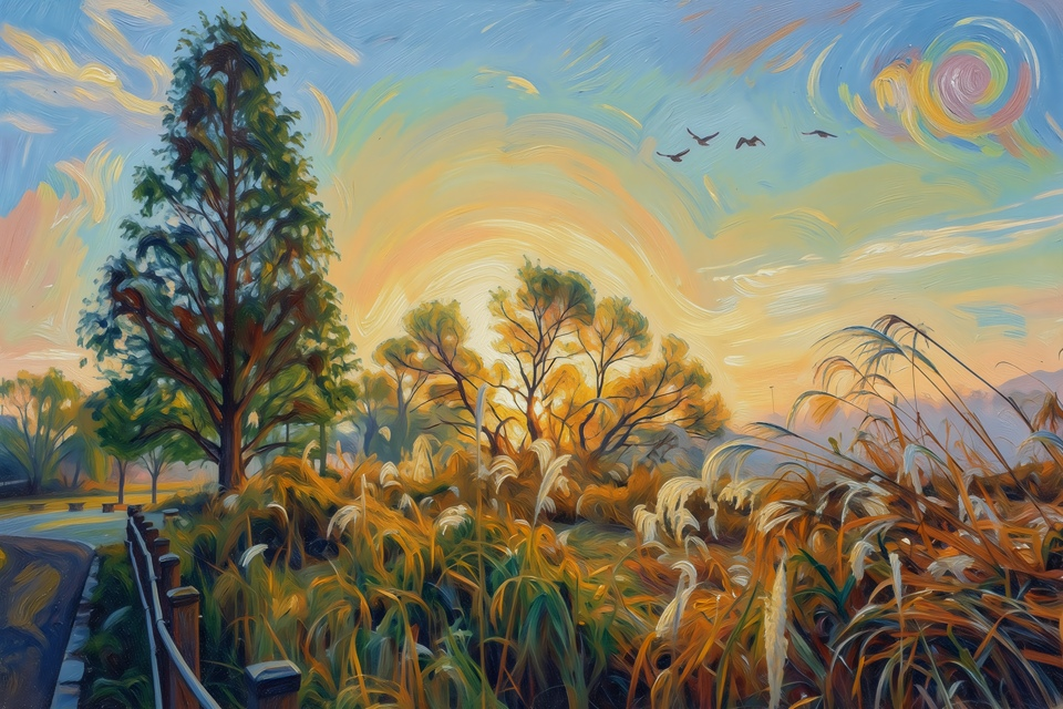 Reeds on The Fens  Norfolk  A5 Greeting Card 