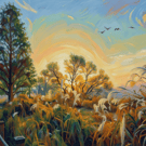Reeds on The Fens  Norfolk  A5 Greeting Card 