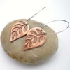 Copper Earrings with Falling Branch Texture