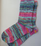 Hand-cranked Knitted Ribbed Wool Socks Size 8 to 9 Turnover Tops - Image 2