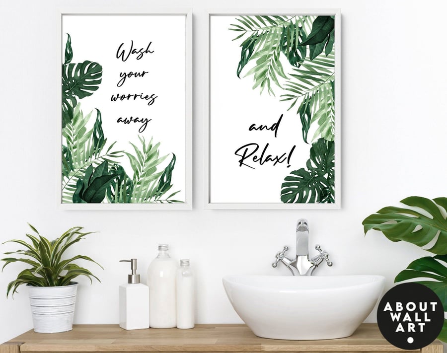 Home Decor bathroom, wall decor set of 2 Prints, bathroom wall art, Spa Bathroom