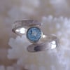 Aquamarine engagement cross over ring in silver or gold