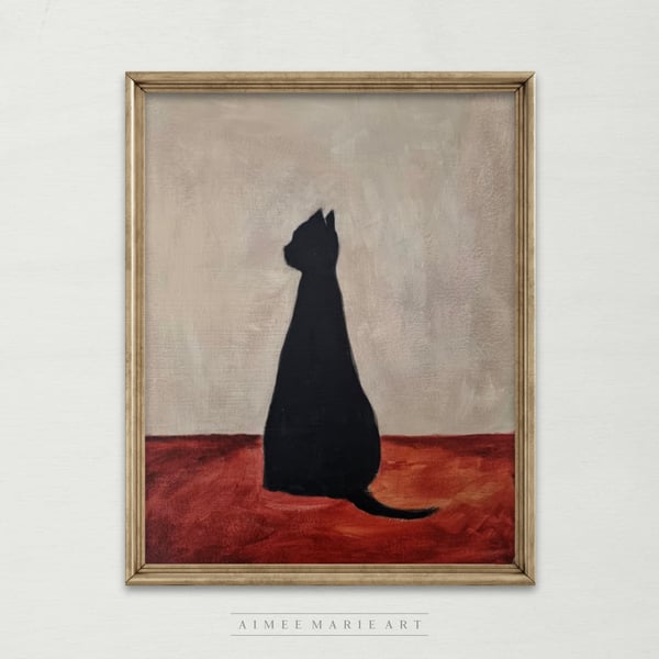 Black Cat Original Painting (Unframed)