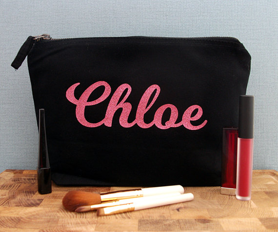 Personalised Make Up Bag, Glitter Make Up Bag, Personalised Cosmetic Bag