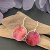 Water colour collection - hand painted aluminium earrings deep pink and red