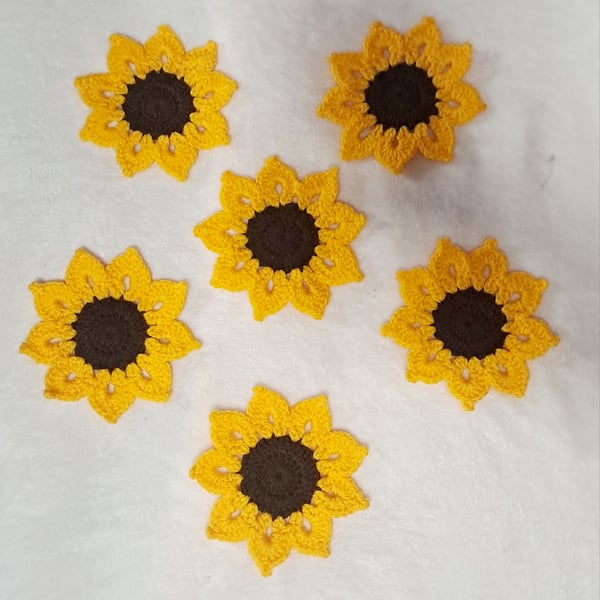 crochet sunflower appliques