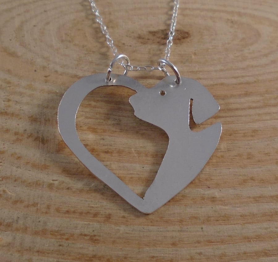 Sterling Silver Dog Heart Necklace