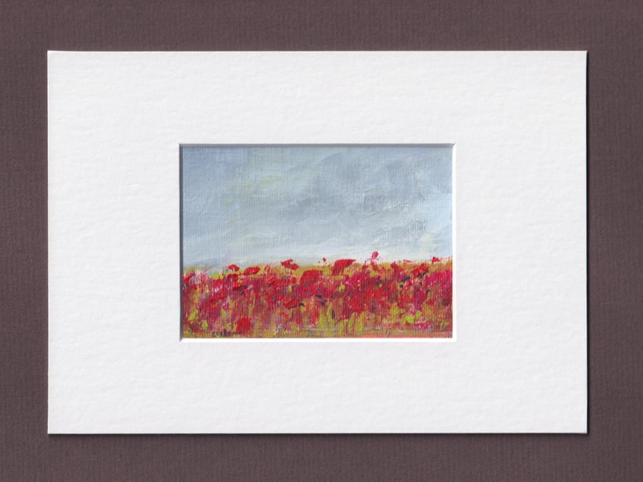 Poppies - acrylic miniature of poppy field