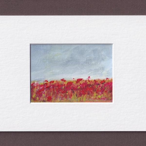 Poppies - acrylic miniature of poppy field