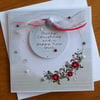 Merry Christmas Card - Wreath With Poinsettias - Red and Eau de Nil