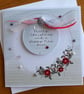 Merry Christmas Card - Wreath With Poinsettias - Red and Eau de Nil