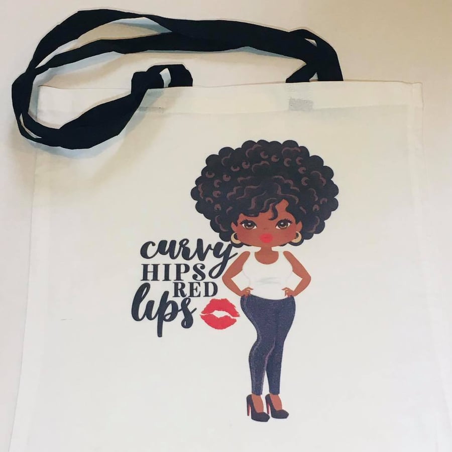 Afro Woman Curvy Hips Tote Bag Shopper