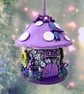 Purple Mushroom Fairy House - Hanging or Free Standing