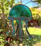 Stained Glass Jellyfish Suncatcher - Handmade Hanging Decoration - Turquoise 