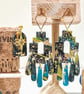 Green blue marble aztec dangle earrings - Image 2
