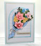 Bouquet Birthday Card - handcrafted birthday card, flowers, textured, 3D - Image 1