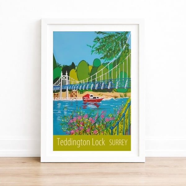 Teddington Lock travel poster print by Susie West
