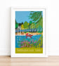 Teddington Lock travel poster print by Susie West
