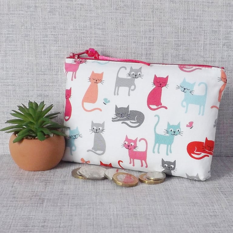 Large coin purse, pouch, cats