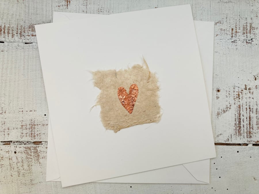 Hand made card, gilded heart design, birthday, wedding, valentines day card