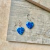 Italian Glass Millefiori Bright Blue Heart Drop Earrings 