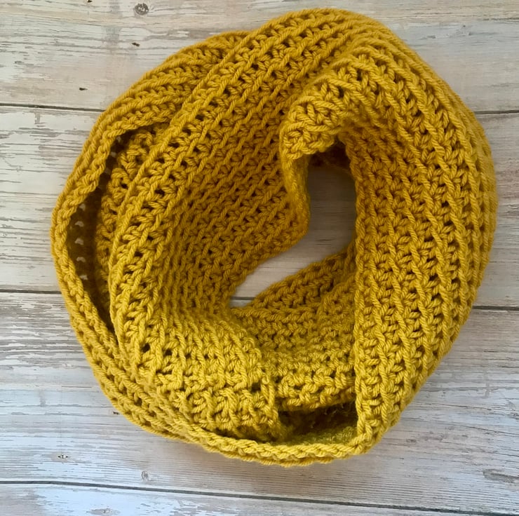Super Cosy Chunky Yellow Cowl Infinity Scarf - Folksy