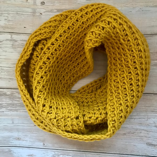 Super Cosy Chunky Yellow Cowl Infinity Scarf - Folksy